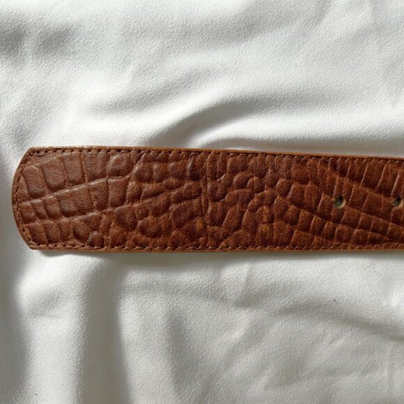 Leatherock Size Large Brown Leather Belt Rhinestone Buckle